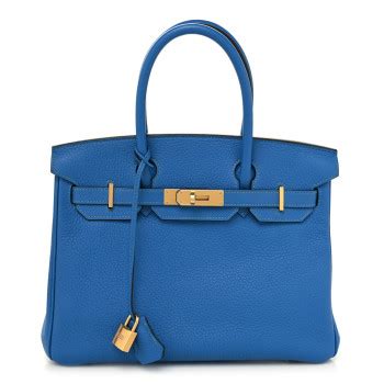 HERMES Taurillon Clemence Birkin 30 Mykonos 